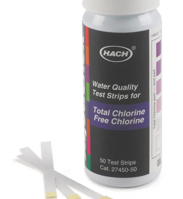 100% New Hach Free & Total Chlorine Test Strips with 0-10 mg/L Range for Swift On-Site Evaluation, 50 Tests per Package