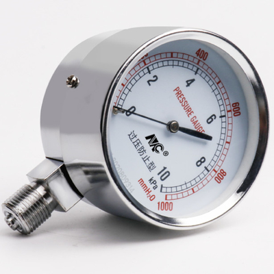 75mm Stainless Steel Pressure Gauge 0-60kpa G3/8 Nickel Plated Brass Pressure Gauge