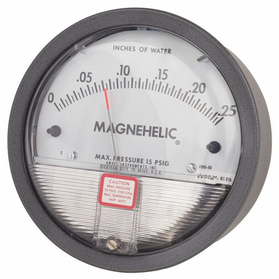 Dwyer Pointer Differential Pressure Gauge 2000 0-0.25 WC  Dwyer 2000-00 Magnehelic
