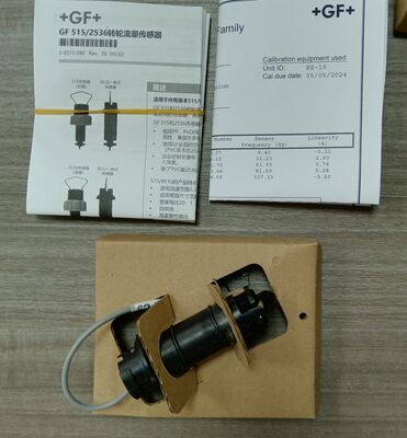 GF 3-8510-P0 Impeller Flow Sensor with Black PVDF Rotor Polypropylene Body and Titanium Pin for 1/2-4" Pipes