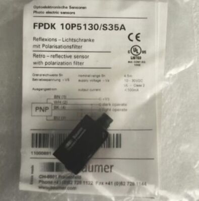 Baumer Photoelectric Retro-reflective Sensor with Pulsed Red LED 3.5 m Range and M8 4-pin Connector