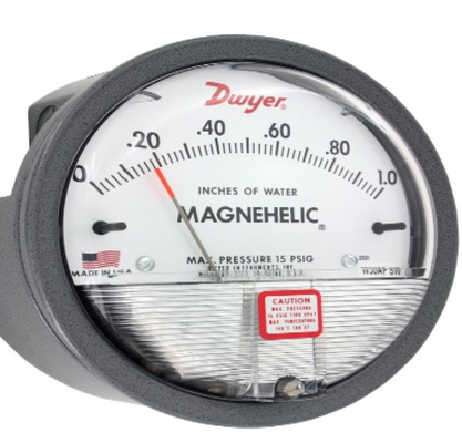 Dwyer Series-2000 Magnehelic Differential Pressure Gauge with 4 in Dial Dia and 1/8 in Process Connection for 0-30Pa Range