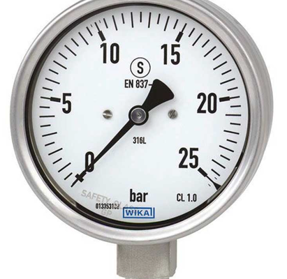 Wikia Bourdon Tube Pressure Gauges Modellen 233.53, 232.53 Serie roestvrij staal