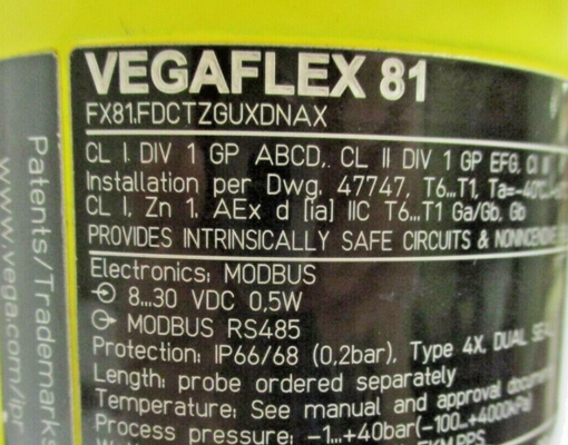 vega VEGAFLEX 81 TDR sensor for continuous level and interface measurement of liquids ,FX81.ACSBVLHXADAX