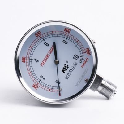 75mm Stainless Steel Pressure Gauge 0-60kpa G3/8 Nickel Plated Brass Pressure Gauge